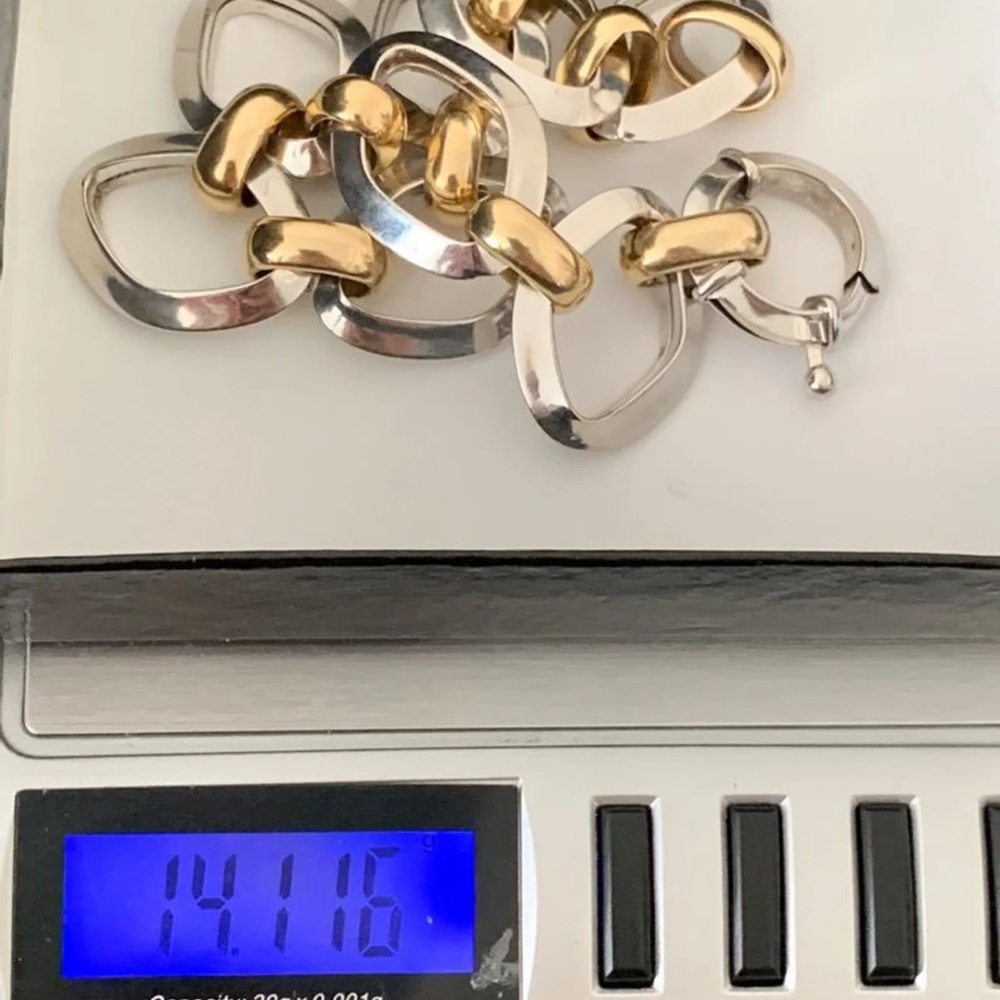14k Big Links Two Tone Bracelet - Picture 5 of 5
